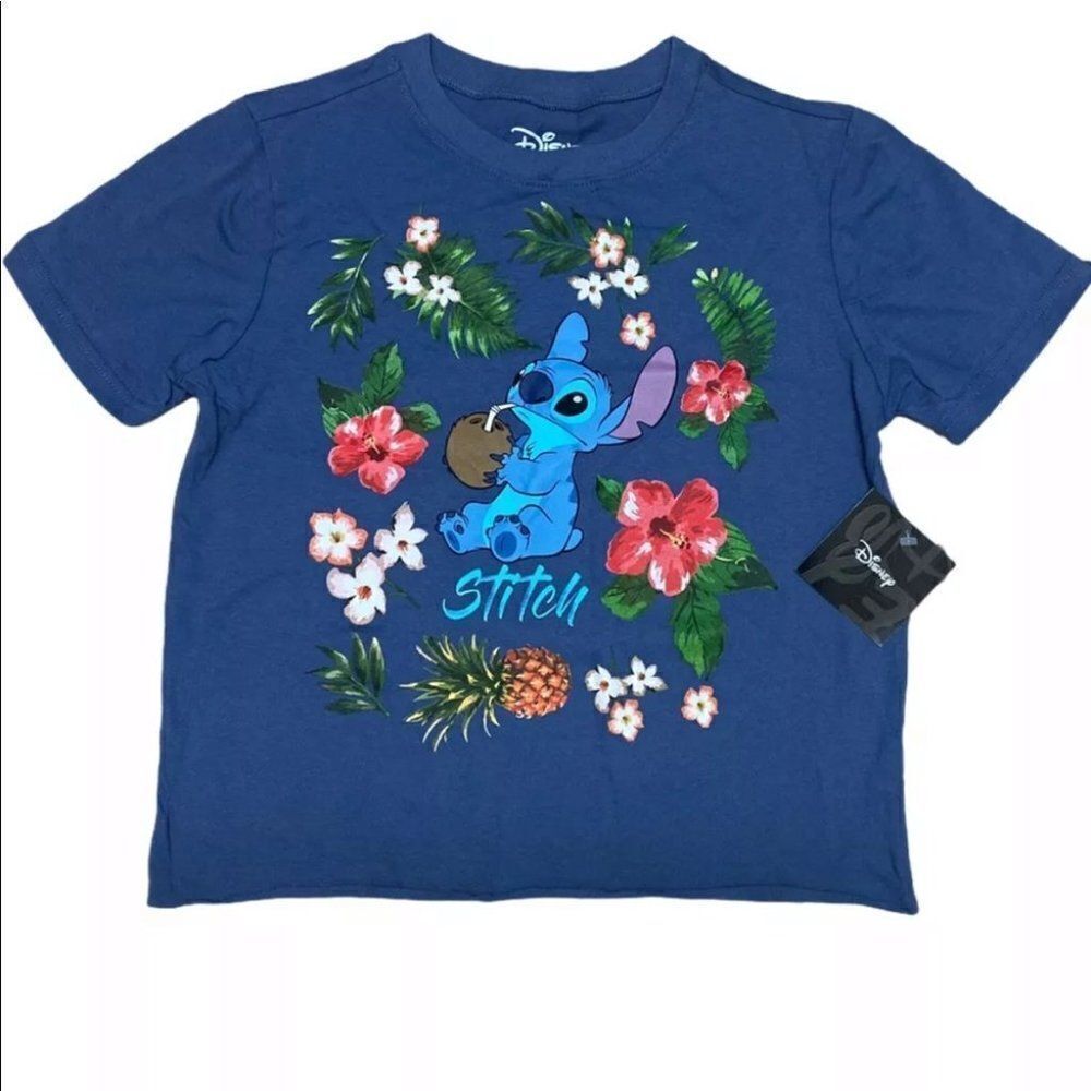 Disney‎ Stitch Hawaiian Crop Top Tropical Vacation